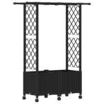 vidaXL Vyvýšený záhon s mriežkou a strechou Čierna 124,5 x 40 x 142 cm – Obrázok 2