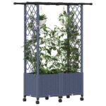 vidaXL Vyvýšený záhon s mriežkou a strechou Sivá 124,5 x 40 x 142 cm – Obrázok 3