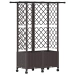 vidaXL Vyvýšený záhon s mriežkou a strechou Hnedá 124 x 40 x 142 cm PP – Obrázok 2