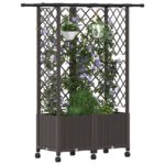 vidaXL Vyvýšený záhon s mriežkou a strechou Hnedá 124 x 40 x 142 cm PP – Obrázok 3