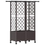 vidaXL Vyvýšený záhon s mriežkou a strechou Hnedá 124 x 40 x 142 cm PP – Obrázok 5