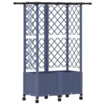 vidaXL Vyvýšený záhon s mriežkou a strechou Sivá 124 x 40 x 142 cm PP – Obrázok 2