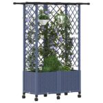 vidaXL Vyvýšený záhon s mriežkou a strechou Sivá 124 x 40 x 142 cm PP – Obrázok 3