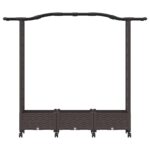 vidaXL Zvýšený záhon s trelisinou a kolesami Hnedá 169 x 40 x 129 cm – Obrázok 4