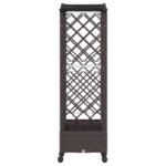 vidaXL Zvýšený záhon s trelisinou a kolesami Hnedá 169 x 40 x 129 cm – Obrázok 5