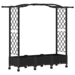vidaXL Vyvýšený záhon s mriežkou a strechou Čierna 169 x 40 x 129 cm – Obrázok 2