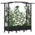 vidaXL Vyvýšený záhon s mriežkou a strechou Čierna 169 x 40 x 129 cm – Obrázok 3