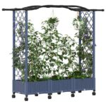 vidaXL Vyvýšený záhon s mriežkou a strechou Sivá 169 x 40 x 129 cm PP – Obrázok 3