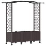 vidaXL Vyvýšený záhon s mriežkou a strechou Hnedá 164 x 40 x 144 cm PP – Obrázok 2