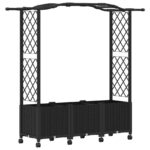 vidaXL Vyvýšený záhon s mriežkou a strechou Čierna 164 x 40 x 144 cm – Obrázok 2
