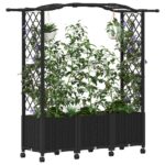 vidaXL Vyvýšený záhon s mriežkou a strechou Čierna 164 x 40 x 144 cm – Obrázok 3