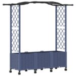 vidaXL Vyvýšený záhon s mriežkou a strechou Sivá 164 x 40 x 144 cm PP – Obrázok 2