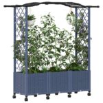 vidaXL Vyvýšený záhon s mriežkou a strechou Sivá 164 x 40 x 144 cm PP – Obrázok 3