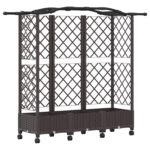 vidaXL Vyvýšený záhon s mriežkou a strechou Hnedá 163 x 40 x 129 cm PP – Obrázok 2