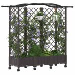 vidaXL Vyvýšený záhon s mriežkou a strechou Hnedá 163 x 40 x 129 cm PP – Obrázok 3