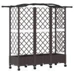 vidaXL Vyvýšený záhon s mriežkou a strechou Hnedá 163 x 40 x 129 cm PP – Obrázok 5