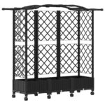 vidaXL Vyvýšený záhon s mriežkou a strechou Čierna 163 x 40 x 129 cm – Obrázok 2