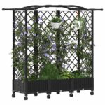 vidaXL Vyvýšený záhon s mriežkou a strechou Čierna 163 x 40 x 129 cm – Obrázok 3