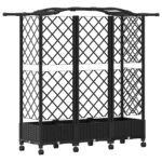 vidaXL Vyvýšený záhon s mriežkou a strechou Čierna 163 x 40 x 129 cm – Obrázok 5