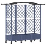 vidaXL Vyvýšený záhon s mriežkou a strechou Sivá 163 x 40 x 129 cm PP – Obrázok 2