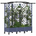 vidaXL Vyvýšený záhon s mriežkou a strechou Sivá 163 x 40 x 129 cm PP – Obrázok 3