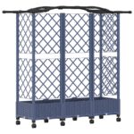 vidaXL Vyvýšený záhon s mriežkou a strechou Sivá 163 x 40 x 129 cm PP – Obrázok 5