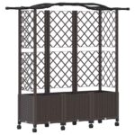 vidaXL Vyvýšený záhon s mriežkou a strechou Hnedá 163 x 40 x 144 cm PP – Obrázok 2