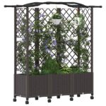 vidaXL Vyvýšený záhon s mriežkou a strechou Hnedá 163 x 40 x 144 cm PP – Obrázok 3
