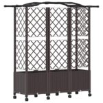 vidaXL Vyvýšený záhon s mriežkou a strechou Hnedá 163 x 40 x 144 cm PP – Obrázok 5