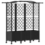 vidaXL Vyvýšený záhon s mriežkou a strechou Čierna 163 x 40 x 144 cm – Obrázok 2