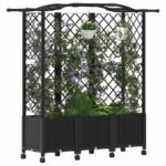 vidaXL Vyvýšený záhon s mriežkou a strechou Čierna 163 x 40 x 144 cm – Obrázok 3