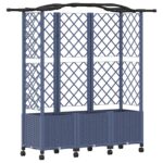 vidaXL Vyvýšený záhon s mriežkou a strechou Sivá 163 x 40 x 144 cm PP – Obrázok 2