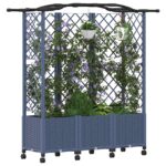 vidaXL Vyvýšený záhon s mriežkou a strechou Sivá 163 x 40 x 144 cm PP – Obrázok 3