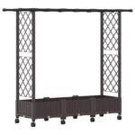 vidaXL Vyvýšený záhon s mriežkou a strechou Hnedá 164 x 40 x 127 cm PP – Obrázok 2