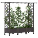 vidaXL Vyvýšený záhon s mriežkou a strechou Hnedá 164 x 40 x 127 cm PP – Obrázok 3