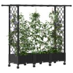vidaXL Vyvýšený záhon s mriežkou a strechou Čierna 164 x 40 x 127 cm – Obrázok 3