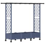 vidaXL Vyvýšený záhon s mriežkou a strechou Sivá 164 x 40 x 127 cm PP – Obrázok 2