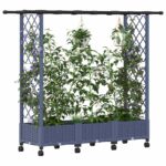 vidaXL Vyvýšený záhon s mriežkou a strechou Sivá 164 x 40 x 127 cm PP – Obrázok 3