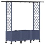 vidaXL Vyvýšený záhon s mriežkou a strechou Sivá 162,5 x 40 x 142 cm – Obrázok 2