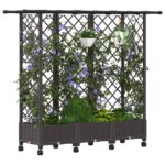 vidaXL Vyvýšený záhon s mriežkou a strechou Hnedá 164 x 40 x 127 cm PP – Obrázok 3