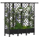 vidaXL Vyvýšený záhon s mriežkou a strechou Čierna 164 x 40 x 127 cm – Obrázok 3