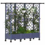 vidaXL Vyvýšený záhon s mriežkou a strechou Sivá 164 x 40 x 127 cm PP – Obrázok 3
