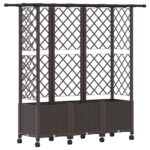 vidaXL Vyvýšený záhon s mriežkou a strechou Hnedá 163,5 x 40 x 142 cm – Obrázok 2