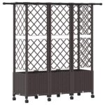 vidaXL Vyvýšený záhon s mriežkou a strechou Hnedá 163,5 x 40 x 142 cm – Obrázok 5