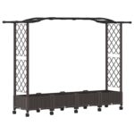 vidaXL Vyvýšený záhon s mriežkou a strechou Hnedá 207 x 40 x 129 cm PP – Obrázok 2