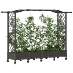 vidaXL Vyvýšený záhon s mriežkou a strechou Hnedá 207 x 40 x 129 cm PP – Obrázok 3