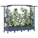 vidaXL Vyvýšený záhon s mriežkou a strechou Sivá 207 x 40 x 129 cm PP – Obrázok 3