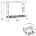 vidaXL Vyvýšený záhon s mriežkou a strechou Sivá 207 x 40 x 129 cm PP – Obrázok 9