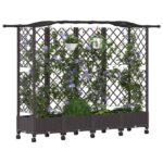 vidaXL Vyvýšený záhon s mriežkou a strechou Hnedá 203,5 x 40 x 129 cm – Obrázok 3
