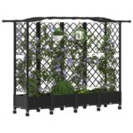 vidaXL Vyvýšený záhon s mriežkou a strechou Čierna 203,5 x 40 x 129 cm – Obrázok 3